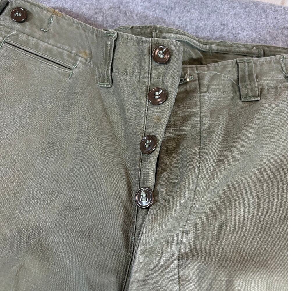 Vintage 50s US Army M1943 Field Trousers Pants Men 34 Green Military Utility HPT - Picture 3 of 11